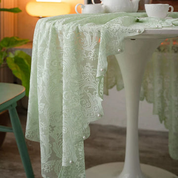 Qfdian White Lace Tablecloth Rectangular Vintage Crochet Floral Table Covers for Kitchen Cake Photography Background Wedding Decoration